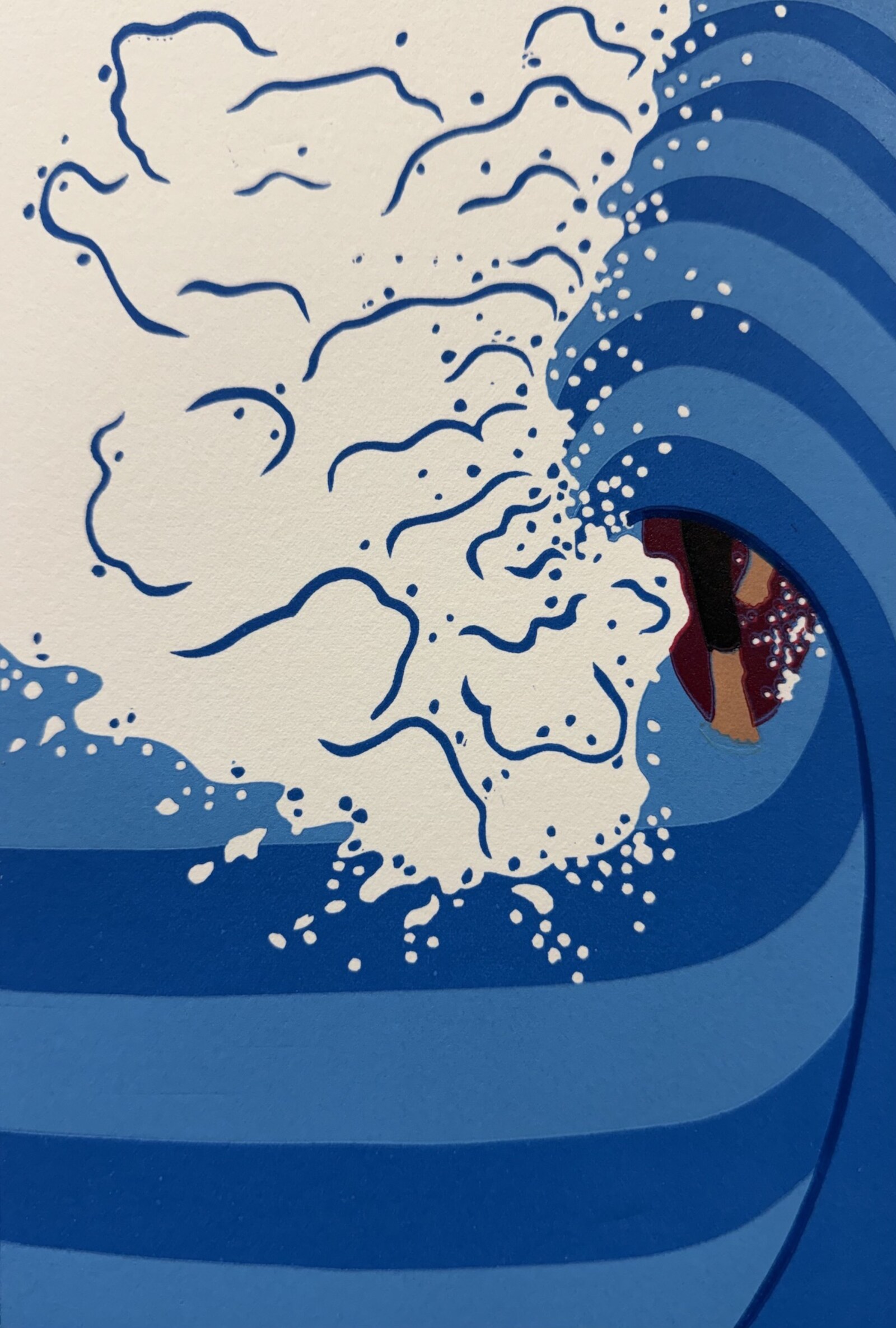 Going Left — print of a surfer riding inside a breaking wave